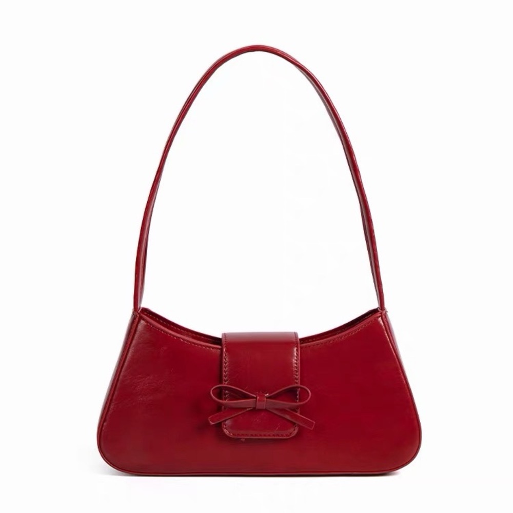Cider Red Bow Detail Shoulder Bag